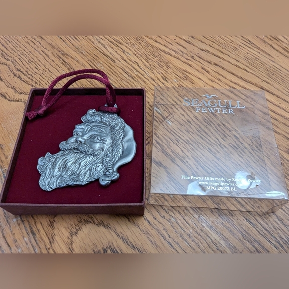 SEAGULL PEWTER SMILING SANTA ORNAMENT NIB - Picture 5 of 9